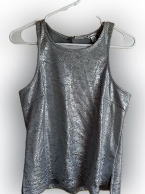 Calvin Klein Metallic Silver Sleeveless Top size small petite